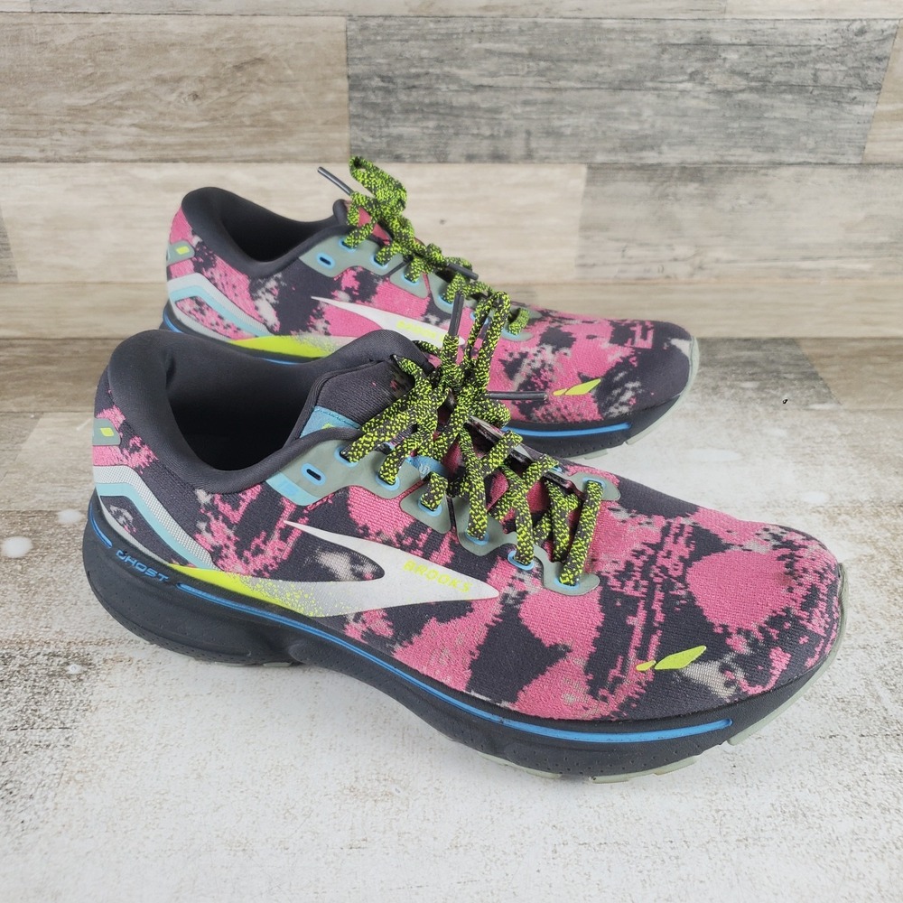 Brooks Ghost 15 Drip Womens Shoes Sz 9.5 B Blue Ebony Nightlife Lace Up Sneakers